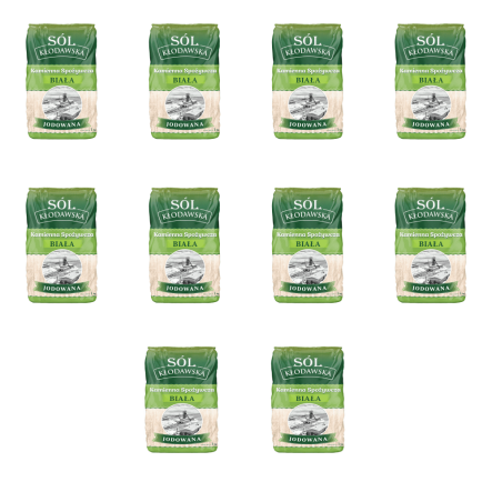 10 x Sól Kłodawska Kamienna Spożywcza Biała Jodowana 1 kg - Kopalnia Soli Kłodawa