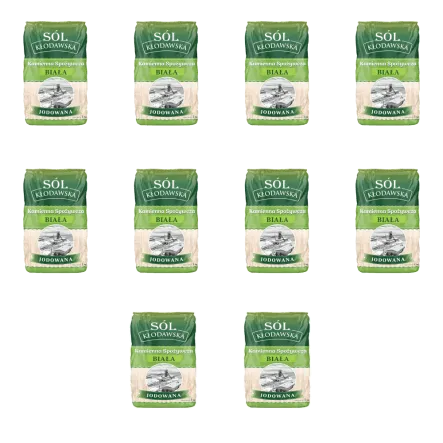 10 x Sól Kłodawska Kamienna Spożywcza Biała Jodowana 1 kg - Kopalnia Soli Kłodawa