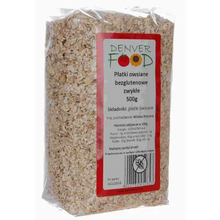 Płatki Owsiane Bezglutenowe Zwykłe 500 g - Denver