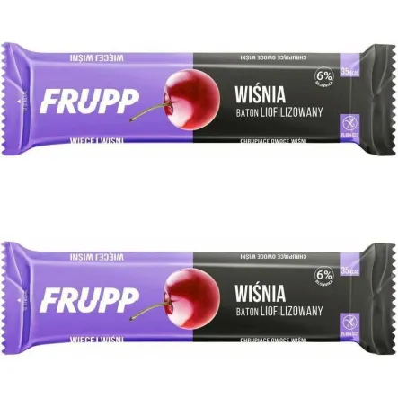 2 x Baton Liofilizowany WIŚNIA Bezglutenowy Bez Dodatku Cukru 10 g - Frupp