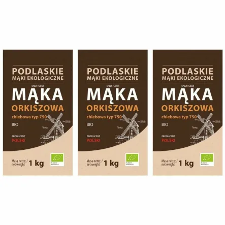 3 x Mąka Orkiszowa Chlebowa Bio 1 kg TYP 750 - BioLife