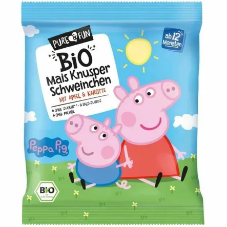 Chrupki Kukurydziane Jabłko - Marchew BIO 30 g Świnka Peppa - Pure & Fun (data: 10.09.2025)