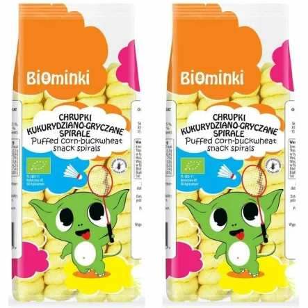 2 x Chrupki Kukurydziano-Gryczane Spirale Bezglutenowe Bio 60 g - Biominki
