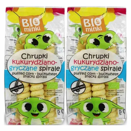 2 x Chrupki Kukurydziano-Gryczane Spirale Bezglutenowe Bio 60 g - Biominki