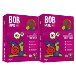 2 x Przekąska Jabłko - Czarna Porzeczka z Owoców Bez Dodatku Cukru 100 g (10x 10 g) - Bob Snail