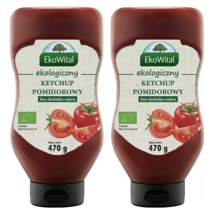 2 x Ketchup Bez Dodatku Cukru BIO 470 g - Ekowital