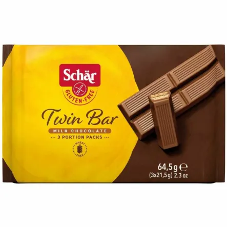 Wafelki w Czekoladzie Bezglutenowe Twin Bar 64,5 g (3x 21,5 g) - Schar
