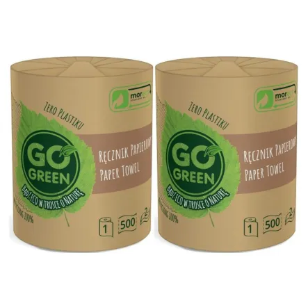 Zestaw 2 x Ręcznik Papierowy 1 Rolka 500 Listków 2 Warstwy Go Green