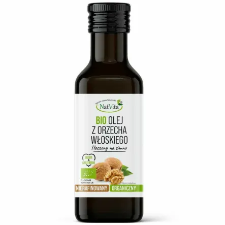 Olej z Orzecha Włoskiego Tłoczony na Zimno Bio 100 ml - Natvita