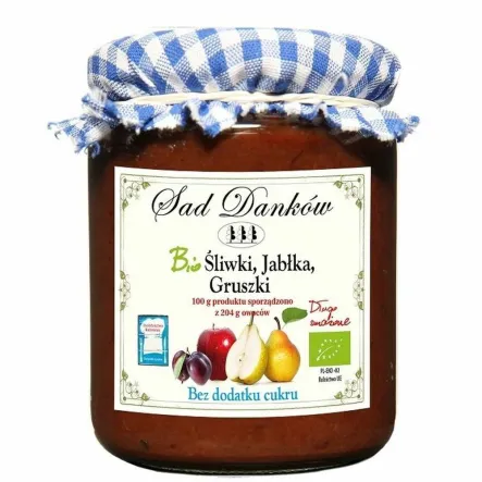 Śliwka - Jabłko - Gruszka bez Dodatku Cukru Bio 270 g - Sad Danków