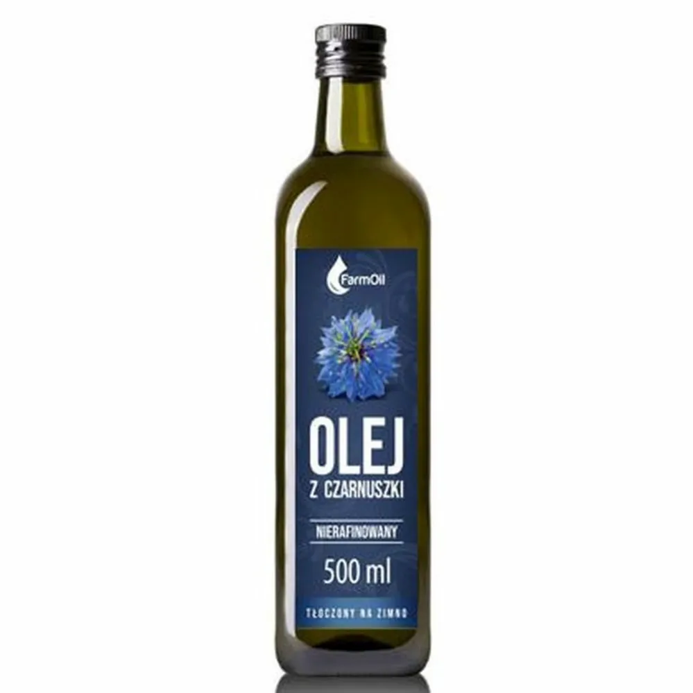 Olej z Czarnuszki Nierafinowany Tłoczony na Zimno 500 ml - FarmOil