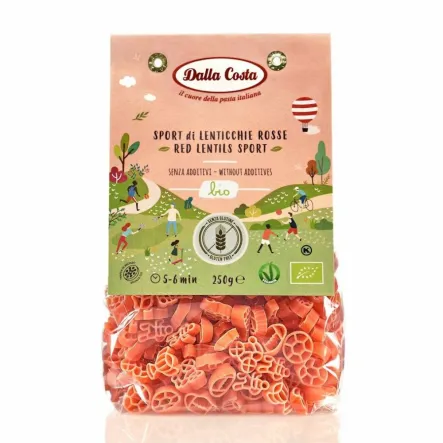 Makaron z Czerwonej Soczewicy Sport Bezglutenowy Bio 250 g - Dalla Costa 