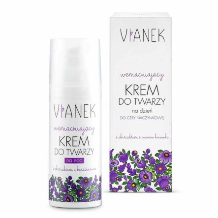 Wzmacniający Krem do Twarzy na Noc Cera Naczynkowa 50 ml - Vianek - Przecena Krótka Data Minimalnej Trwałości
