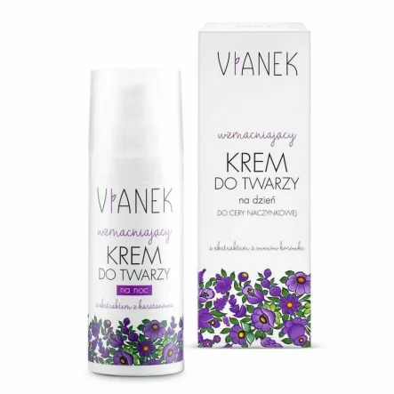 Wzmacniający Krem do Twarzy na Noc Cera Naczynkowa 50 ml - Vianek - Przecena Krótka Data Minimalnej Trwałości