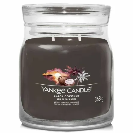 Świeca Średnia BLACK COCONUT - Wosk Sojowy 368 g - YANKEE CANDLE