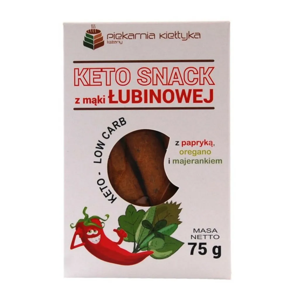 Keto Snack z Mąki Łubinowej Papryka Oregano Majeranek 75 g Piekarnia Kiełtyka