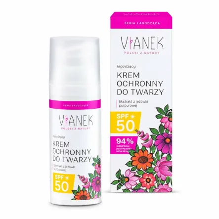 Łagodzący Krem Ochronny do Twarzy SPF50 50 ml - Vianek