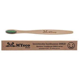 Szczoteczka Bambusowa Ortodontyczna Do Zębów Smile Soft - Zielono-Czarna z Węglem  MyEcoBrush