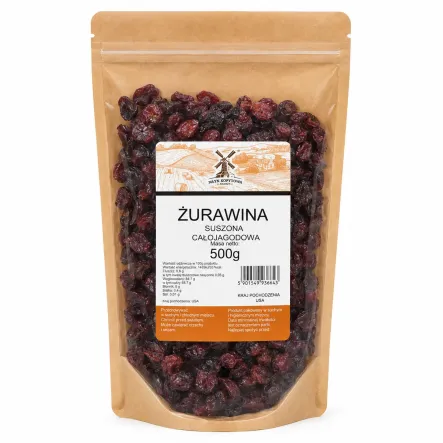 Żurawina Suszona Całojagodowa 500 g - Młyn Kopytowa