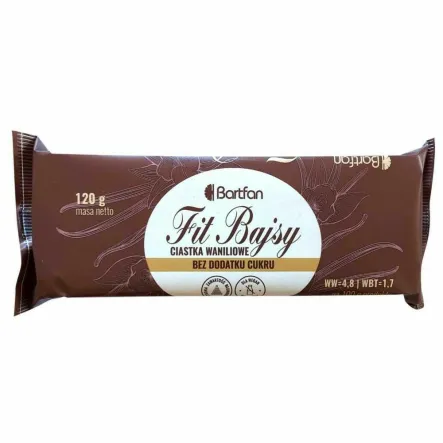 FitBajsy Waniliowe Ciasteczka Bez Dodatku Cukru 120 g - Bartfan - Przecena Krótka Data Minimalnej Trwałości