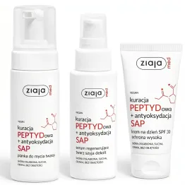 Krem na Dzień SPF30 KURACJA PEPTYDOWA 50 ml + Pianka do Mycia Twarzy KURACJA PEPTYDOWA 150 ml + Serum Regenerujące Twarz, Szyja i Dekolt KURACJA PEPTYDOWA 50 ml - Ziaja MED