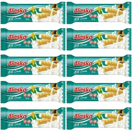 10 x Rurki Kukurydziane z Kremem Mlecznym Bezglutenowe 18 g - Alaska