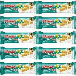 10 x Rurki Kukurydziane z Kremem Mlecznym Bezglutenowe 18 g - Alaska