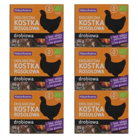 6 x Kostka Rosołowa Drobiowa 66 g Bio - NaturAvena