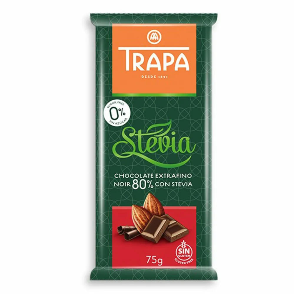 Czekolada Gorzka 80% ze Stewią  Bez Dodatku Cukru 75 g - Trapa
