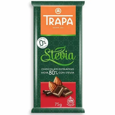 Czekolada Gorzka 80% ze Stewią Bez Dodatku Cukru 75 g - Trapa