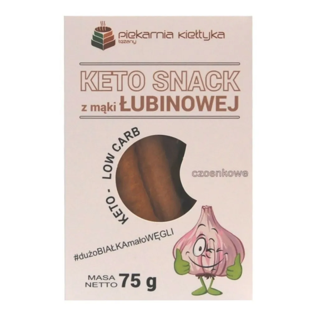 Keto Snack Paluszki z Mąki Łubinowej z Czosnkiem 75 g Piekarnia Kiełtyka