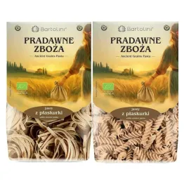 Makaron Jasny z Płaskurki Gniazda Tagliatelle EKO 250 g + Makaron Jasny z Płaskurki Świderek nr 5 EKO 250 g - Bartolini Pradawne Zboża