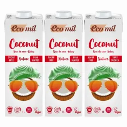 3 x Napój Kokosowy Bezglutenowy Niesłodzony Bio 1 l Ecomil