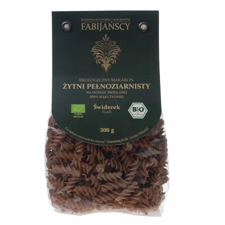 Makaron Żytni Pełnoziarnisty Świderki (Fusilli) Bio 300 g - Fabijańscy