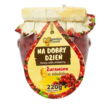Miód z Żurawiną Na Dobry Dzień 220 g Pszczelarz Kozacki