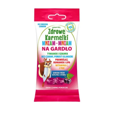 Zdrowe Karmelki na Gardło 40 g Starpharma - Z ksylitolem i Stewią + tymianek, czarny bez, szałwia, porost islandzki