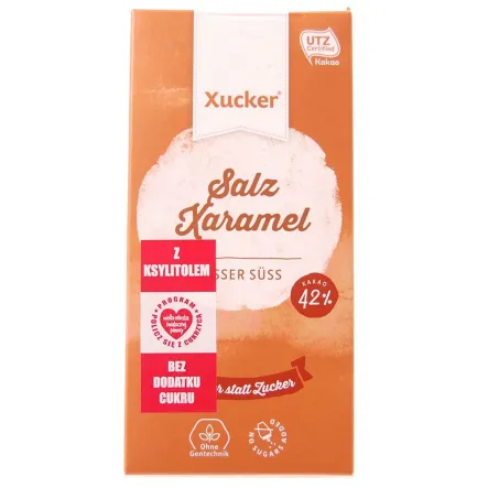 Czekolada Mleczna z Ksylitolem, Solą i Karmelem bez Dodatku Cukru 100 g Xucker 