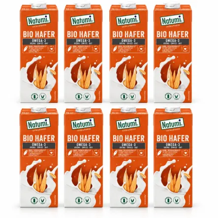 8 x Napój Owsiany z Olejem Lnanym Omega-3 Bez Dodatku Cukrów BIO 1 l - Natumi
