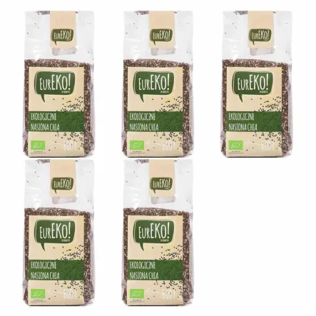 Nasiona Chia 1 kg Bio Zestaw 5 x 200 g - Eureko - Szałwia Hiszpańska Eko