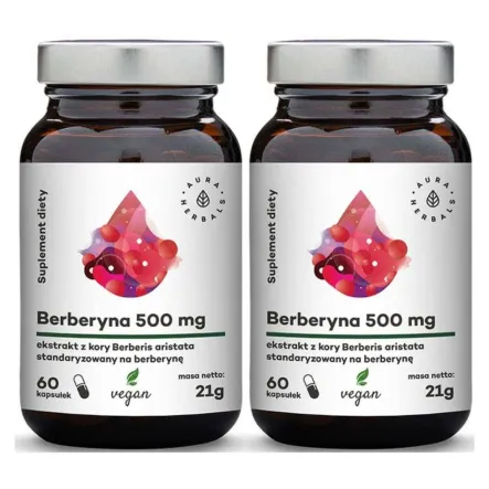 Zestaw 2 x Berberyna 500 mg 60 Kapsułek - Aura Herbals