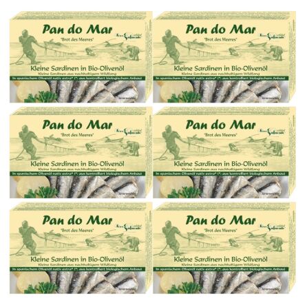 6 x Sardynki w Bio Oliwie z Oliwek 120 g (90 g)  - Pan Do Mar