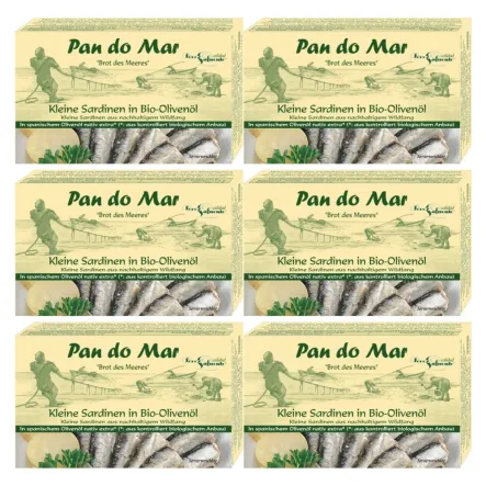 6 x Sardynki w Bio Oliwie z Oliwek 120 g (90 g)  - Pan Do Mar