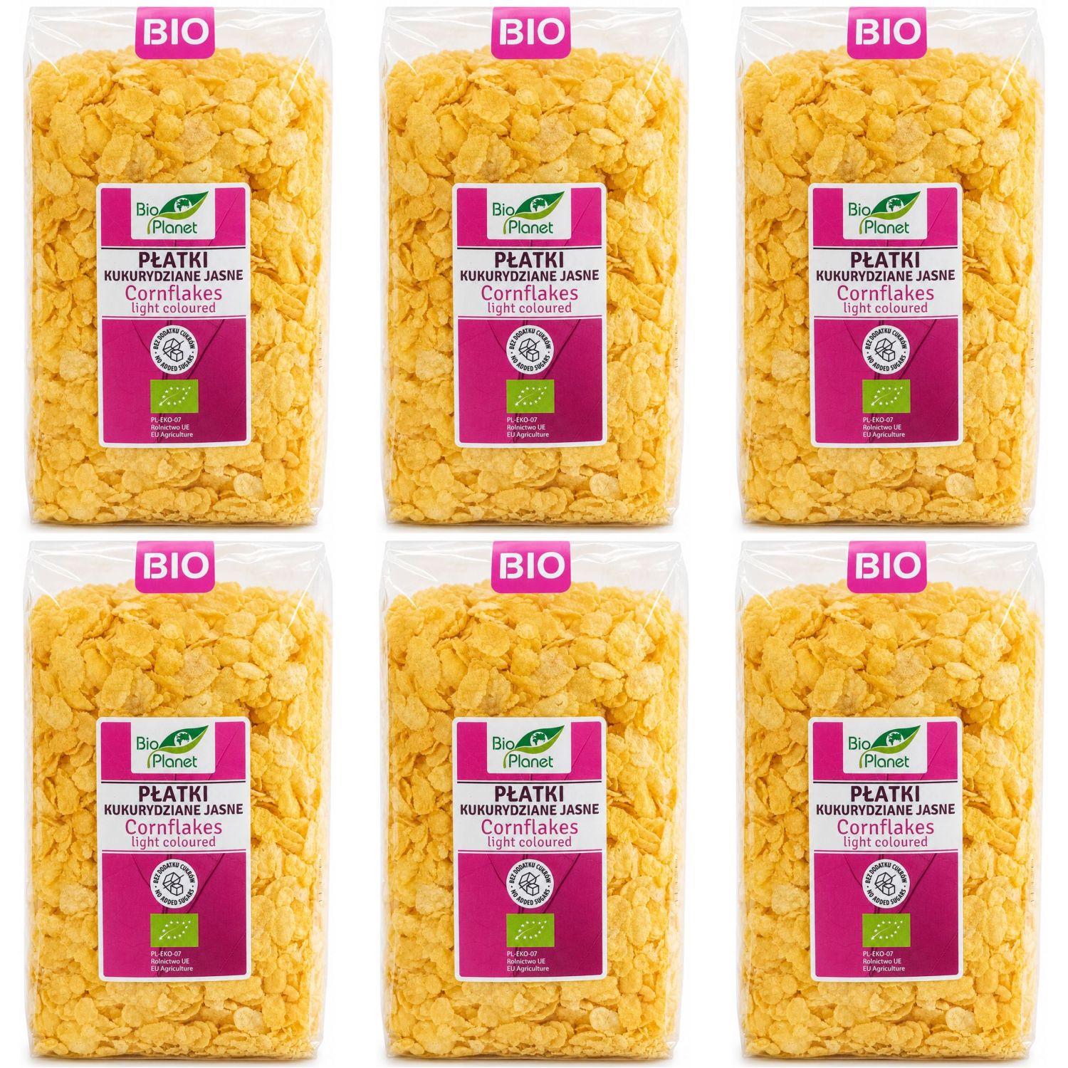 6 x Płatki Kukurydziane Jasne Bez Dodatku Cukru Bio 250 g - Bio Planet - Płatki Śniadaniowe Eko