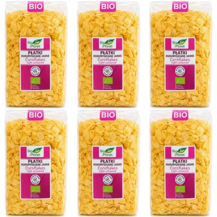 6 x Płatki Kukurydziane Jasne Bez Dodatku Cukru Bio 250 g - Bio Planet - Płatki Śniadaniowe Eko