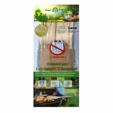 Łyżeczki Drewniane Kompostowalne 24 Sztuki - Froggy