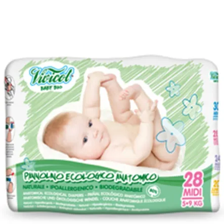 Pieluchy Jednorazowe Hipoalergiczne Eco Midi 5-9 Kg (28 Szt.)-Vivicot