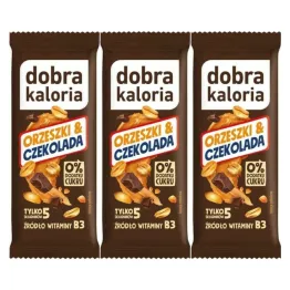 3 x Baton Daktylowy Orzeszki i Czekolada Bez Dodatku Cukru 35 g - Dobra Kaloria