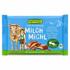 Czekolada Mleczna z Nadzieniem Mlecznym Dla Dzieci Bio 100 g - Rapunzel