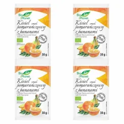 4 x Kisiel o Smaku Pomarańczowym z Liofilizowanymi Bananami Bez Dodatku Cukru Bio 38 g - Bio Planet