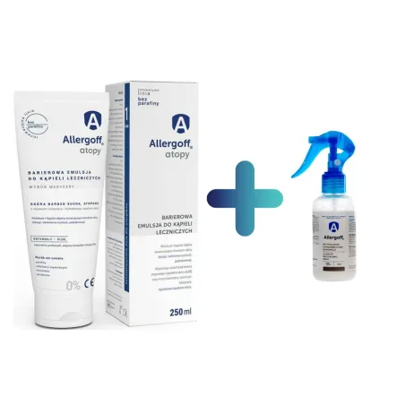 Allergoff Atopy - Barierowa Emulsja do Kąpieli Leczniczych 250 ml - ICB Pharma + Allergoff Spray MINI 120 ml - ICB Pharma